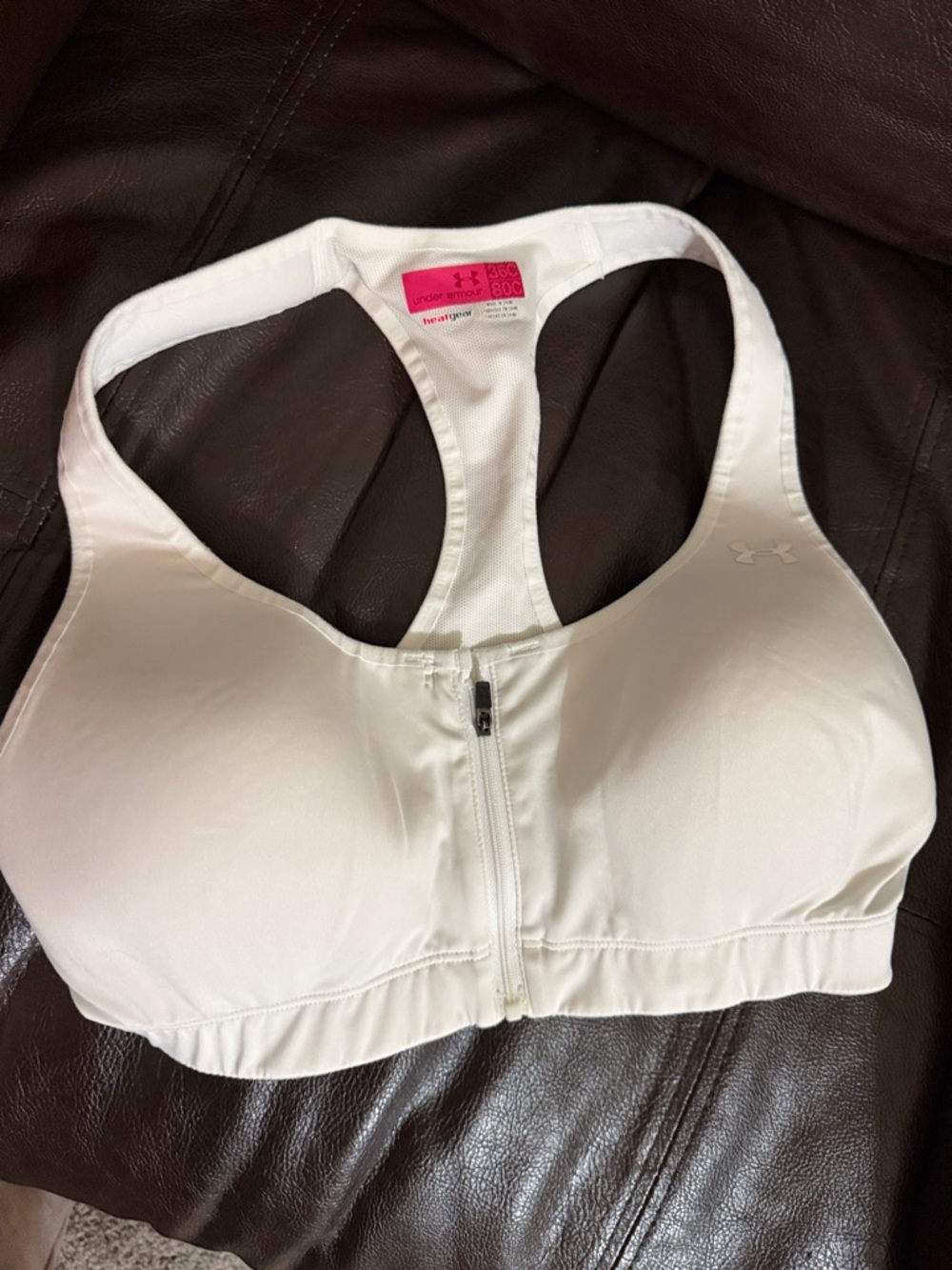 Under Armour Front-Zip High Impact Sports Bra - white 36C